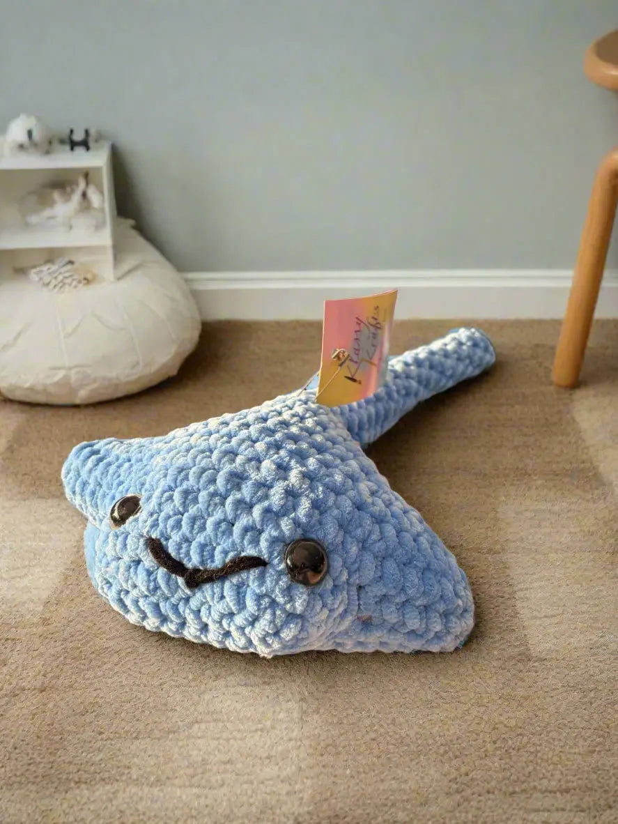 Stephen the Stingray - Handmade Crochet Stingray Plush Marine Life Amigurumi Toy by Klassy Krafts, 3D printed gift main product photo