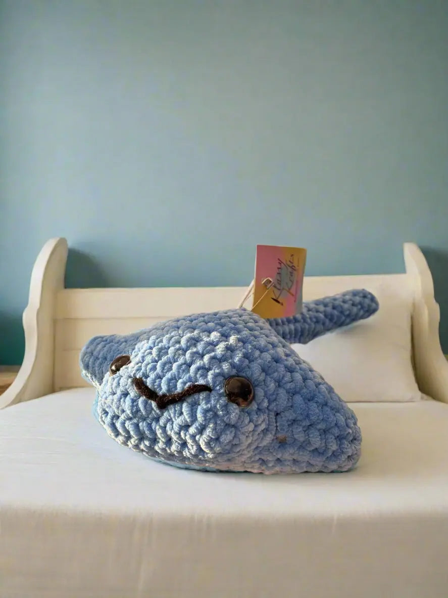 Stephen the Stingray - Handmade Crochet Stingray Plush Marine Life Amigurumi Toy by Klassy Krafts, 3D printed gift detail photo 2