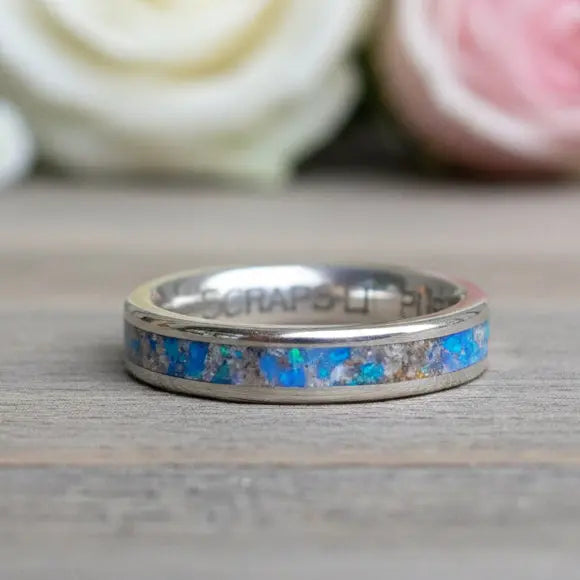Sterling Silver, Opal & Ash Memorial Ring by Cotton Street Art Company, handmade jewelry main product photo