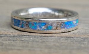 Sterling Silver, Opal & Ash Memorial Ring by Cotton Street Art Company, handmade jewelry detail photo 4