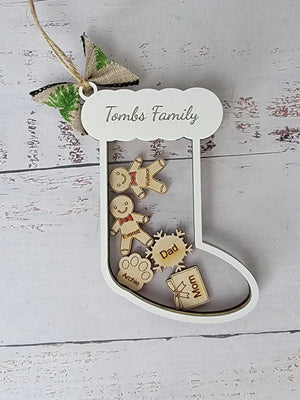 Stocking Christmas Shaker Ornament Personalized With Family Names by EverLee Creations, Southern home decor detail photo 2