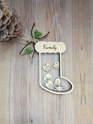 Stocking Christmas Shaker Ornament Personalized With Family Names by EverLee Creations, Southern home decor detail photo 3