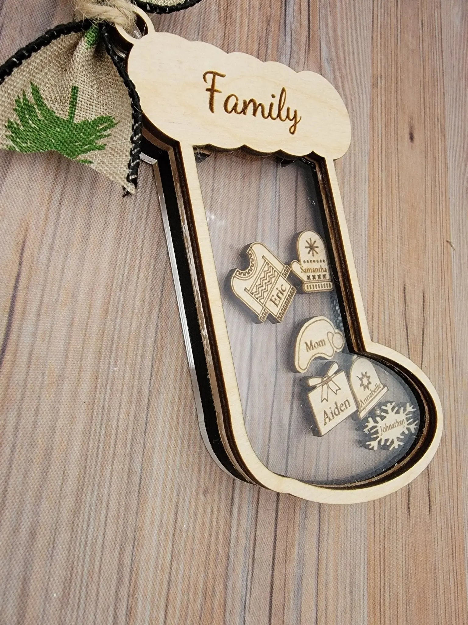 Stocking Christmas Shaker Ornament Personalized With Family Names by EverLee Creations, Southern home decor detail photo 6