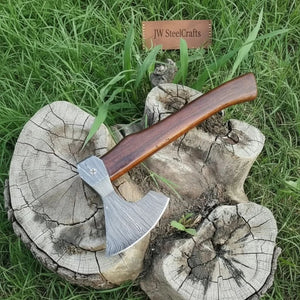 Field Ready Camping Axe, Artisan Pattern Steel Blade, Balanced Wood Handle by JW SteelCrafts, Southern lifestyle apparel detail photo 3