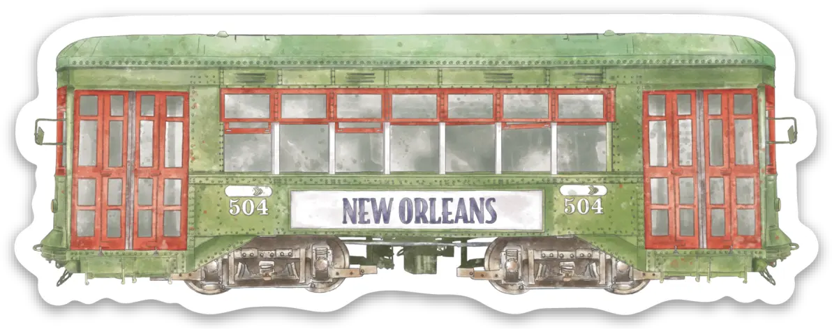 Streetcar Die Cut Stickers by Nola Tawk, vinyl decal main product photo