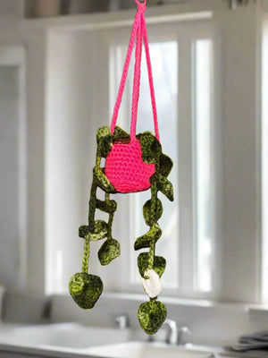 Strings of Hearts - Handmade Crochet Hanging Plant Faux Succulent Home Decor by Klassy Krafts, handmade jewelry main product photo