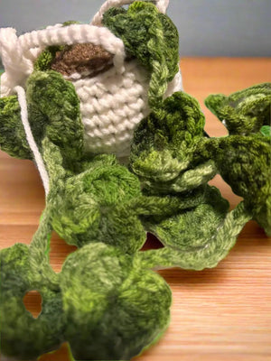 Strings of Hearts - Handmade Crochet Hanging Plant Faux Succulent Home Decor by Klassy Krafts, handmade jewelry detail photo 3