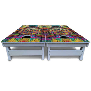 Sugar Skull Cornhole Boards - All Weather Series - Colorful by Cornhole Solutions, custom cornhole board detail photo 5