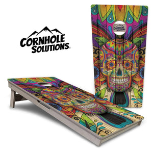 Sugar Skull Cornhole Boards - Professional Tournament Series - Colorful by Cornhole Solutions, custom cornhole board main product photo