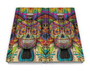 Sugar Skull Cornhole Boards - Professional Tournament Series - Colorful by Cornhole Solutions, custom cornhole board detail photo 2