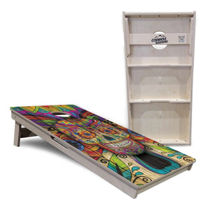 Sugar Skull Cornhole Boards - Professional Tournament Series - Colorful by Cornhole Solutions, custom cornhole board detail photo 4