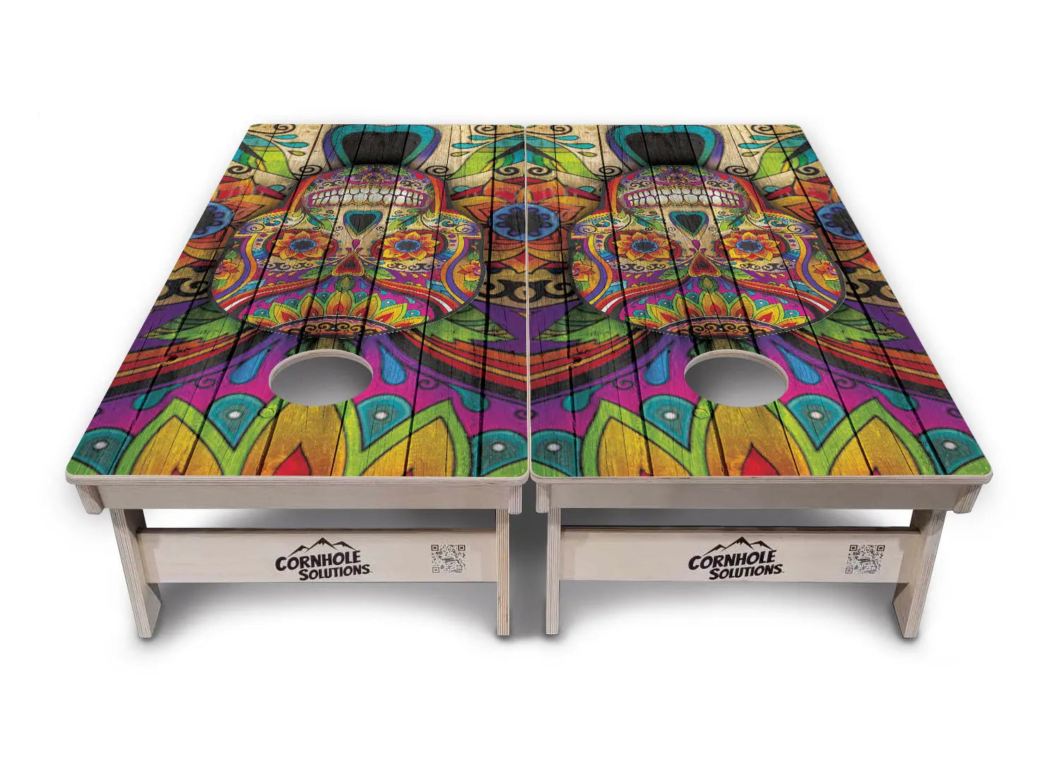 Sugar Skull Cornhole Boards - Professional Tournament Series - Colorful by Cornhole Solutions, custom cornhole board detail photo 5