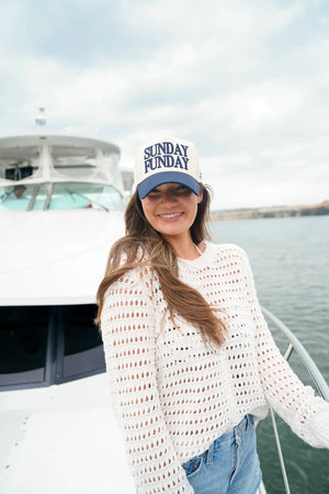 Sunday Funday - Vintage Trucker Hat by KenzKustomz, Southern lifestyle apparel detail photo 3