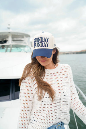 Sunday Funday - Vintage Trucker Hat by KenzKustomz, Southern lifestyle apparel detail photo 4