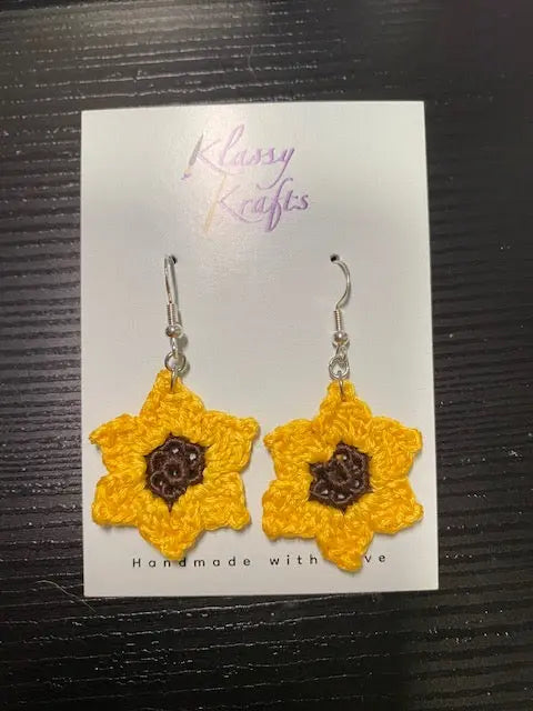 Sunflower Earrings by Klassy Krafts, handmade jewelry main product photo