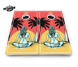 Sunset Girl Cornhole Boards - Pro Solution Lite Series by Cornhole Solutions, custom cornhole board detail photo 3