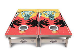 Sunset Girl Cornhole Boards - Professional Tournament Series by Cornhole Solutions, custom cornhole board detail photo 2