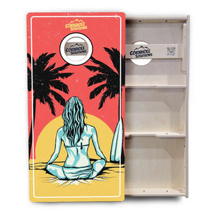 Sunset Girl Cornhole Boards - Professional Tournament Series by Cornhole Solutions, custom cornhole board detail photo 4