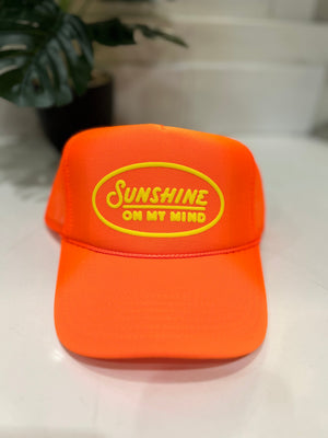 Sunshine On My Mind Orange Trucker Hat by Southern Bliss Company, Southern lifestyle apparel detail photo 2