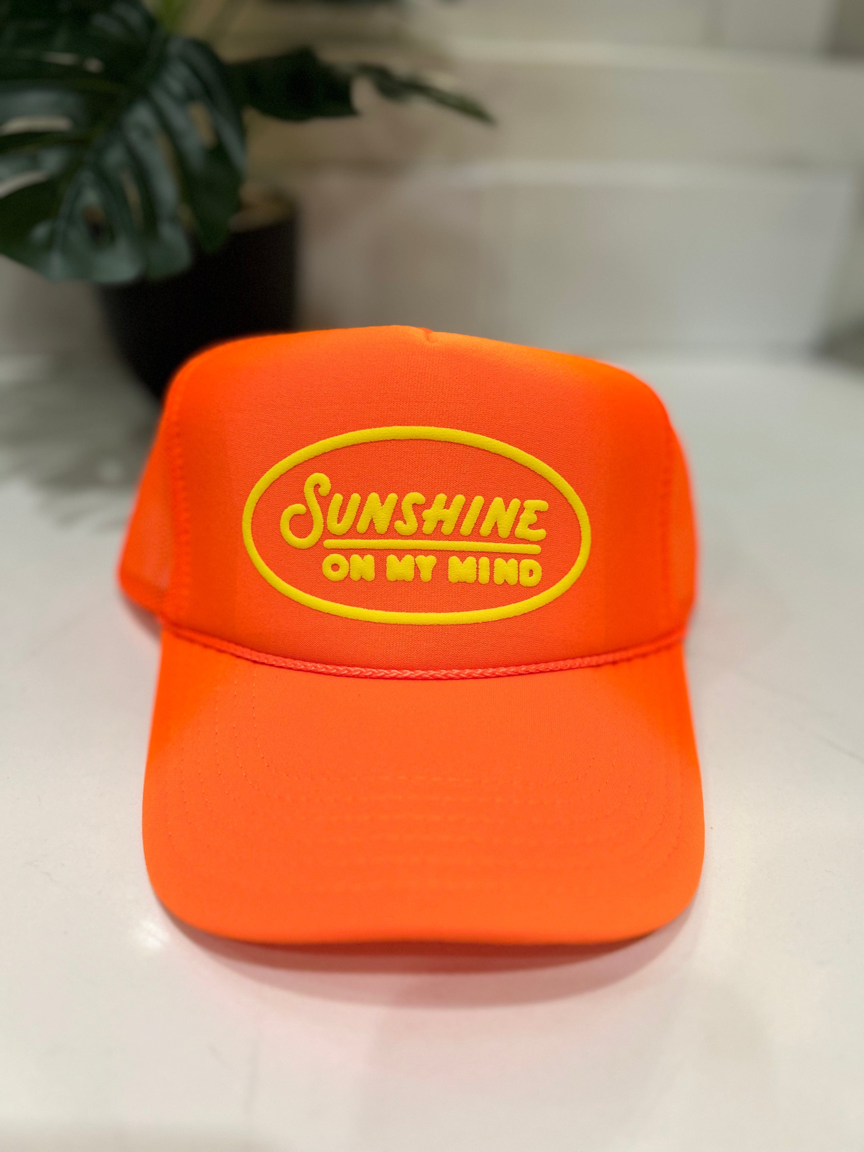 Sunshine On My Mind Orange Trucker Hat by Southern Bliss Company, Southern lifestyle apparel detail photo 2
