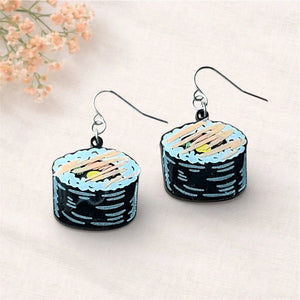 Sushi Lover Acrylic Earrings by Poor Hog Customs, handmade jewelry main product photo