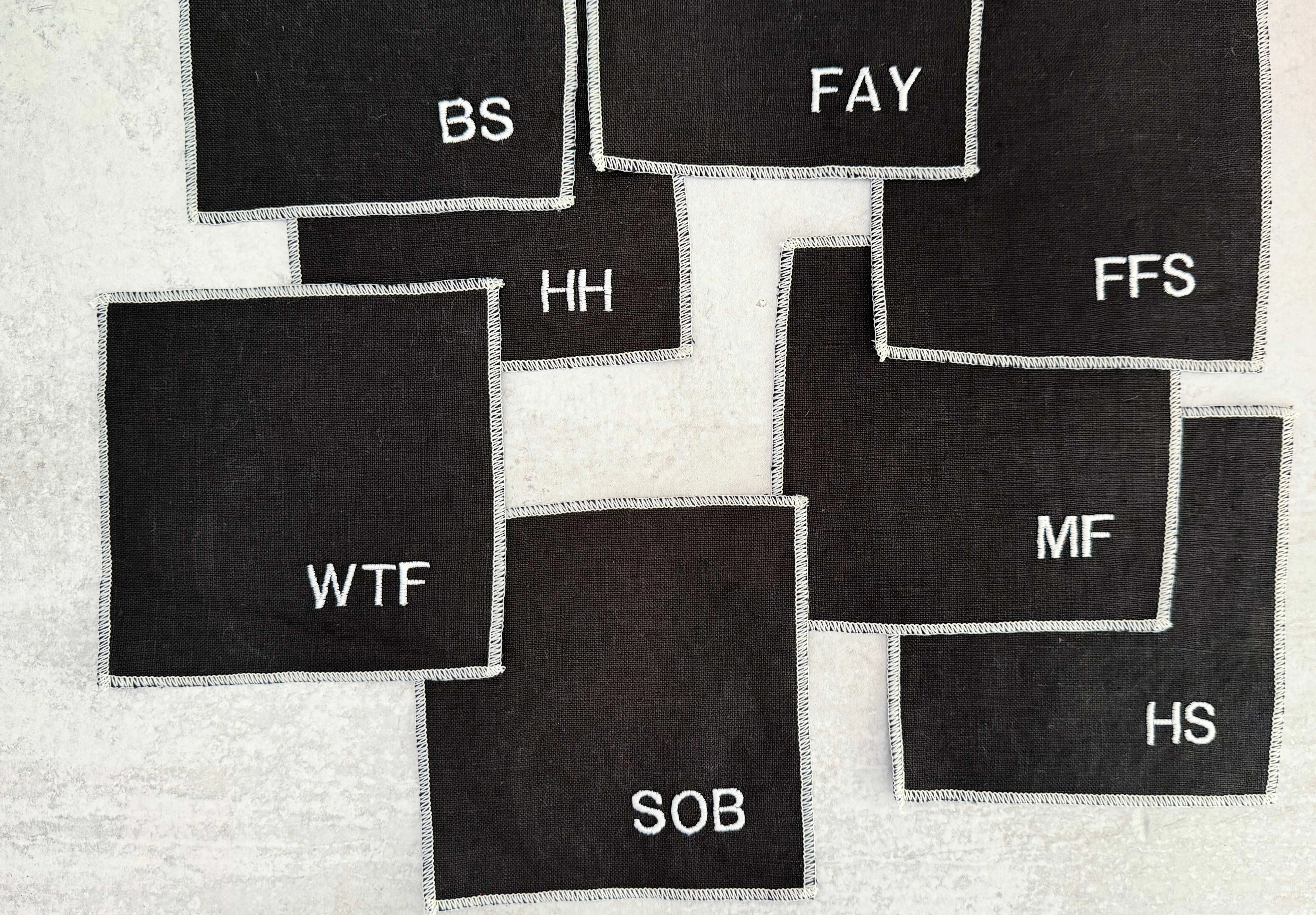 Sweary Cocktail Coasters in Black and White, set of eight by Dot and Army, Southern home decor main product photo