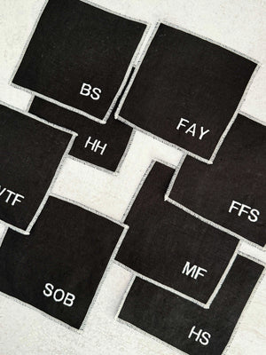 Sweary Cocktail Coasters in Black and White, set of eight by Dot and Army, Southern home decor detail photo 2