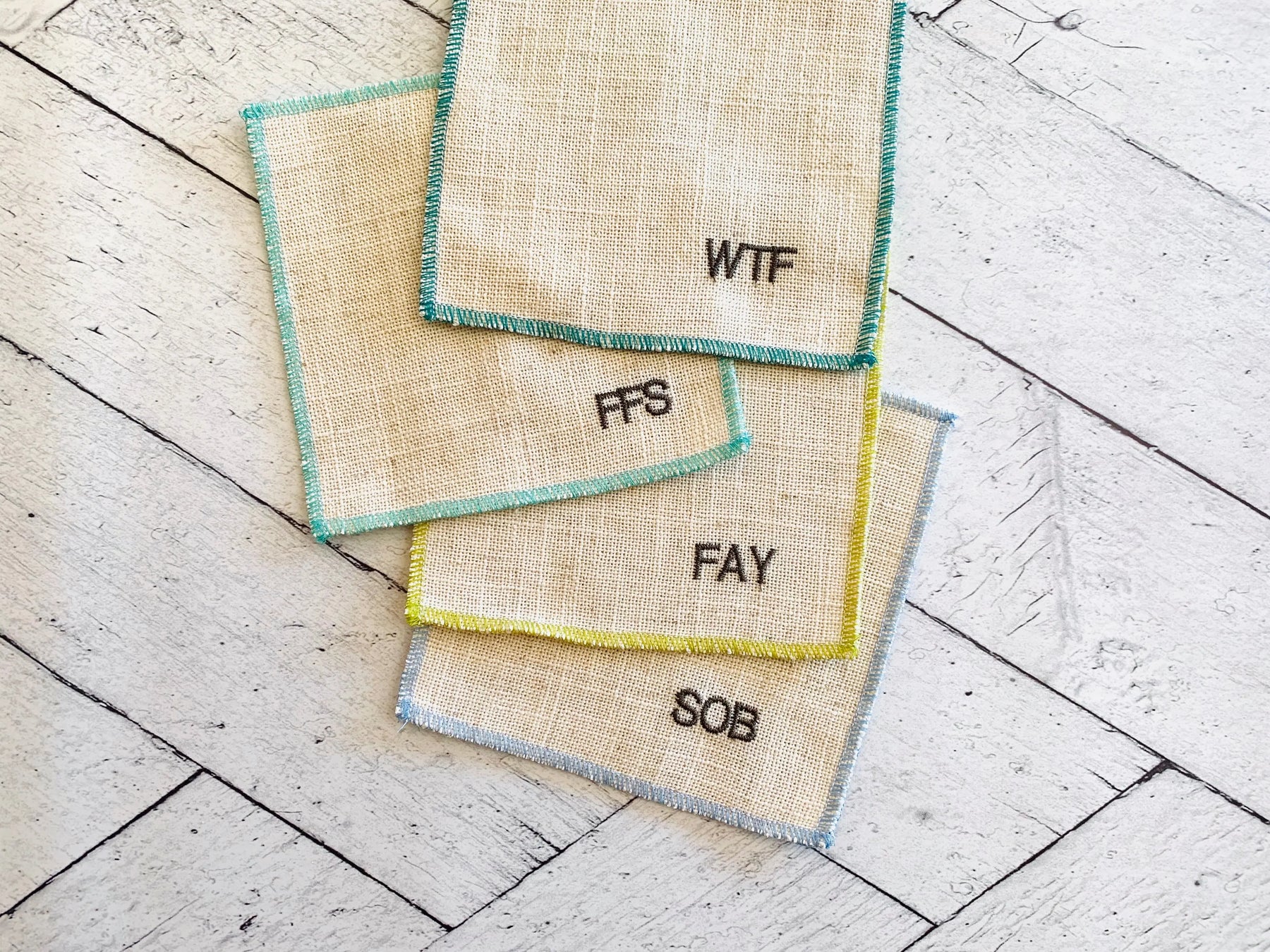 Sweary Cocktail Coasters, set of 8 by Dot and Army, Southern home decor detail photo 3