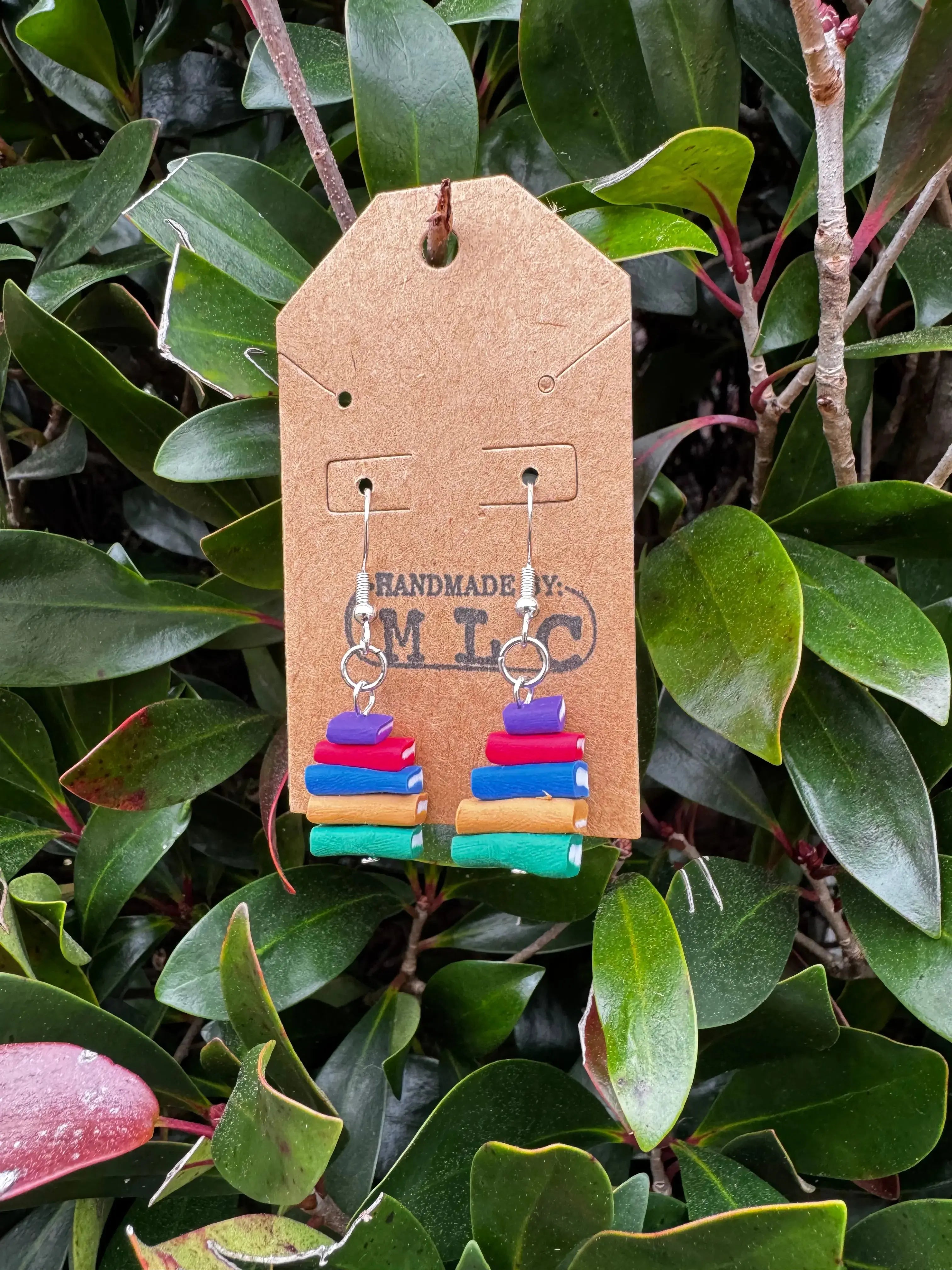 TBR Stack Earrings | Book Lover Jewelry Gift by Mushroom Lady Co, handmade jewelry main product photo