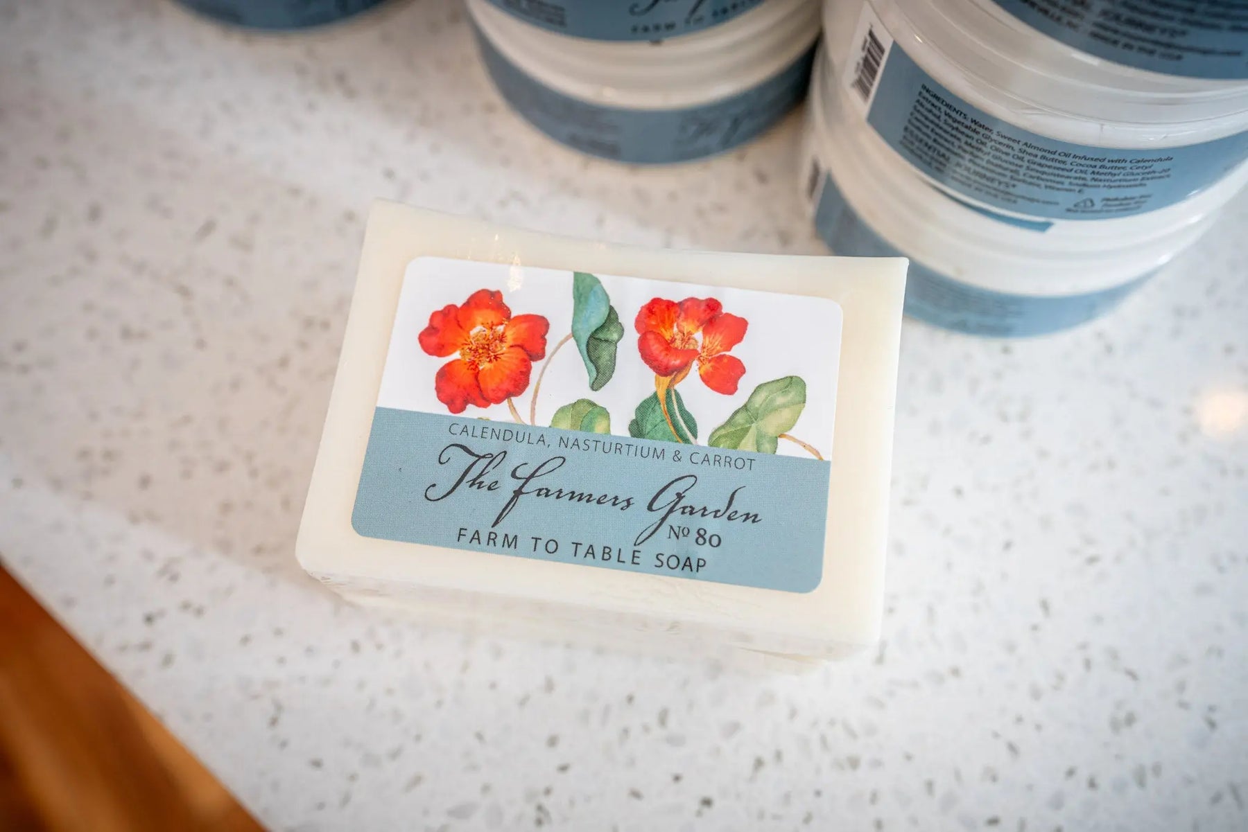 The Farmers Garden 5 Oz. ~ Farm To Table Soap Slice by Essential Journeys, natural skincare detail photo 2