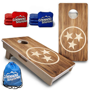 TN Tri-Star Woodgrain - Mini or Vacation Size Cornhole Boards by Cornhole Solutions, custom cornhole board main product photo