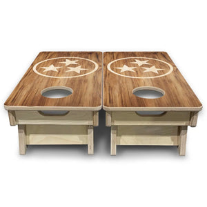 TN Tri-Star Woodgrain - Mini or Vacation Size Cornhole Boards by Cornhole Solutions, custom cornhole board detail photo 3