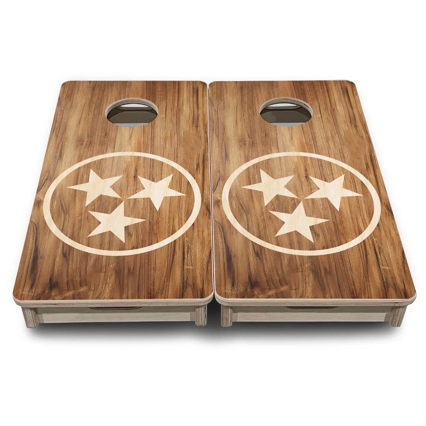 TN Tri-Star Woodgrain - Mini or Vacation Size Cornhole Boards by Cornhole Solutions, custom cornhole board detail photo 4