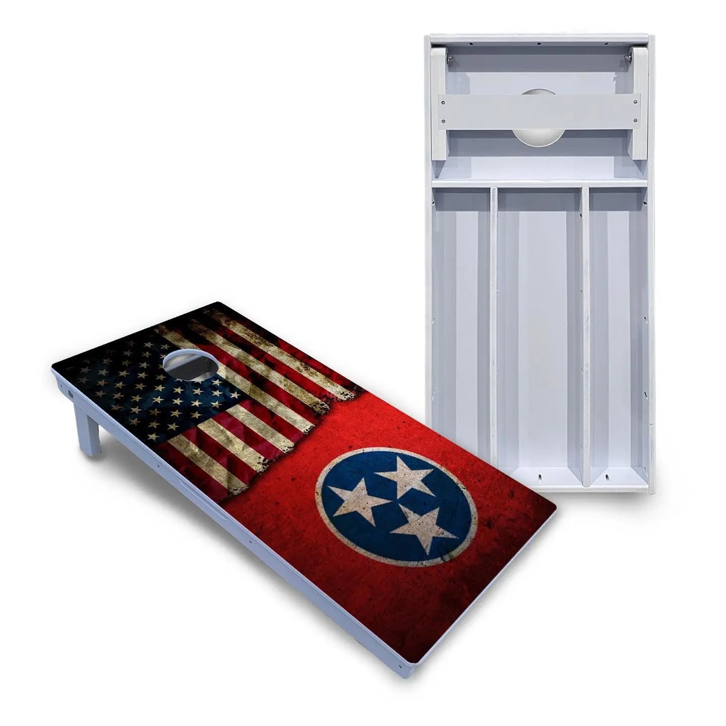 TN/USA Red Flag Cornhole Boards - All Weather Series by Cornhole Solutions, custom cornhole board main product photo