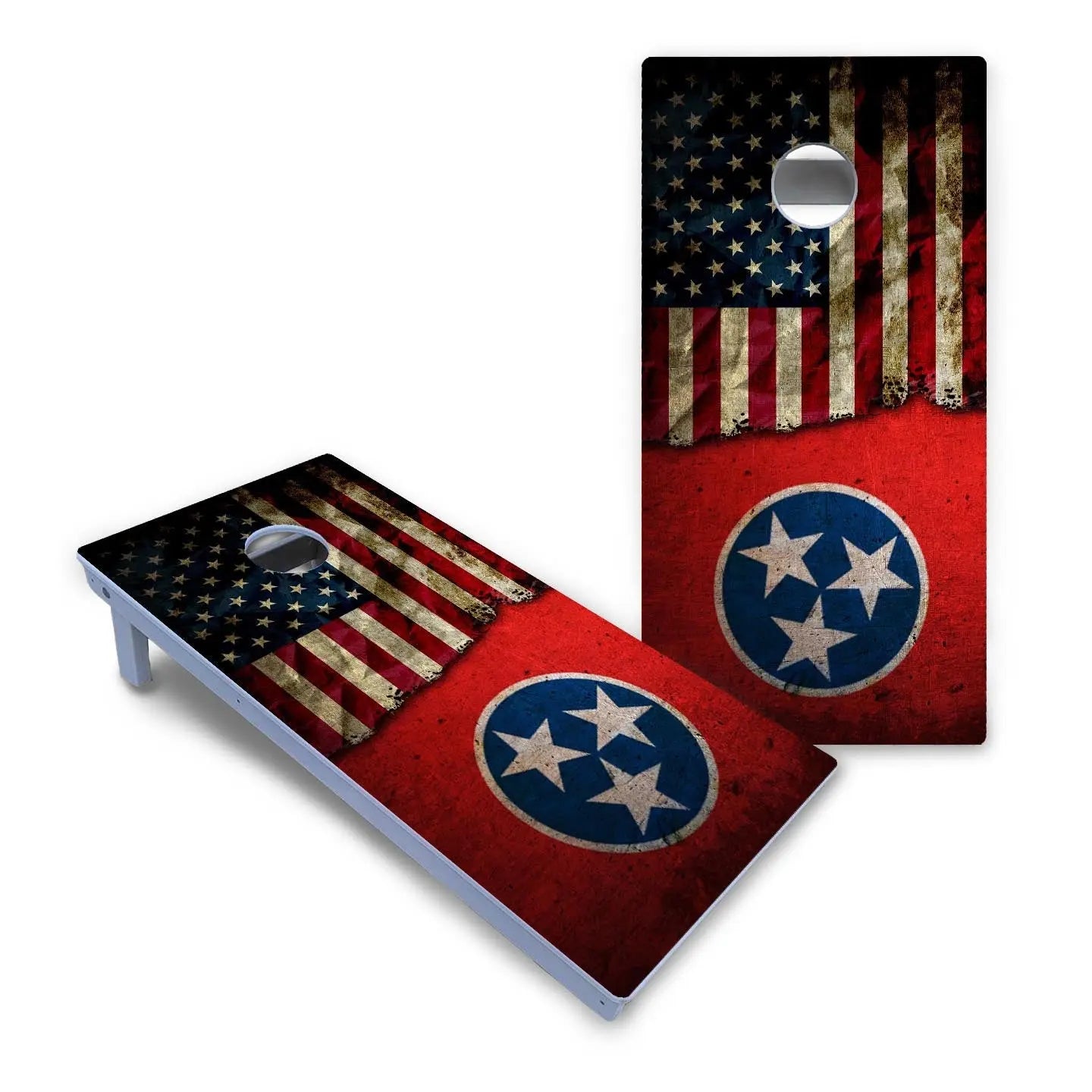 TN/USA Red Flag Cornhole Boards - All Weather Series by Cornhole Solutions, custom cornhole board detail photo 2