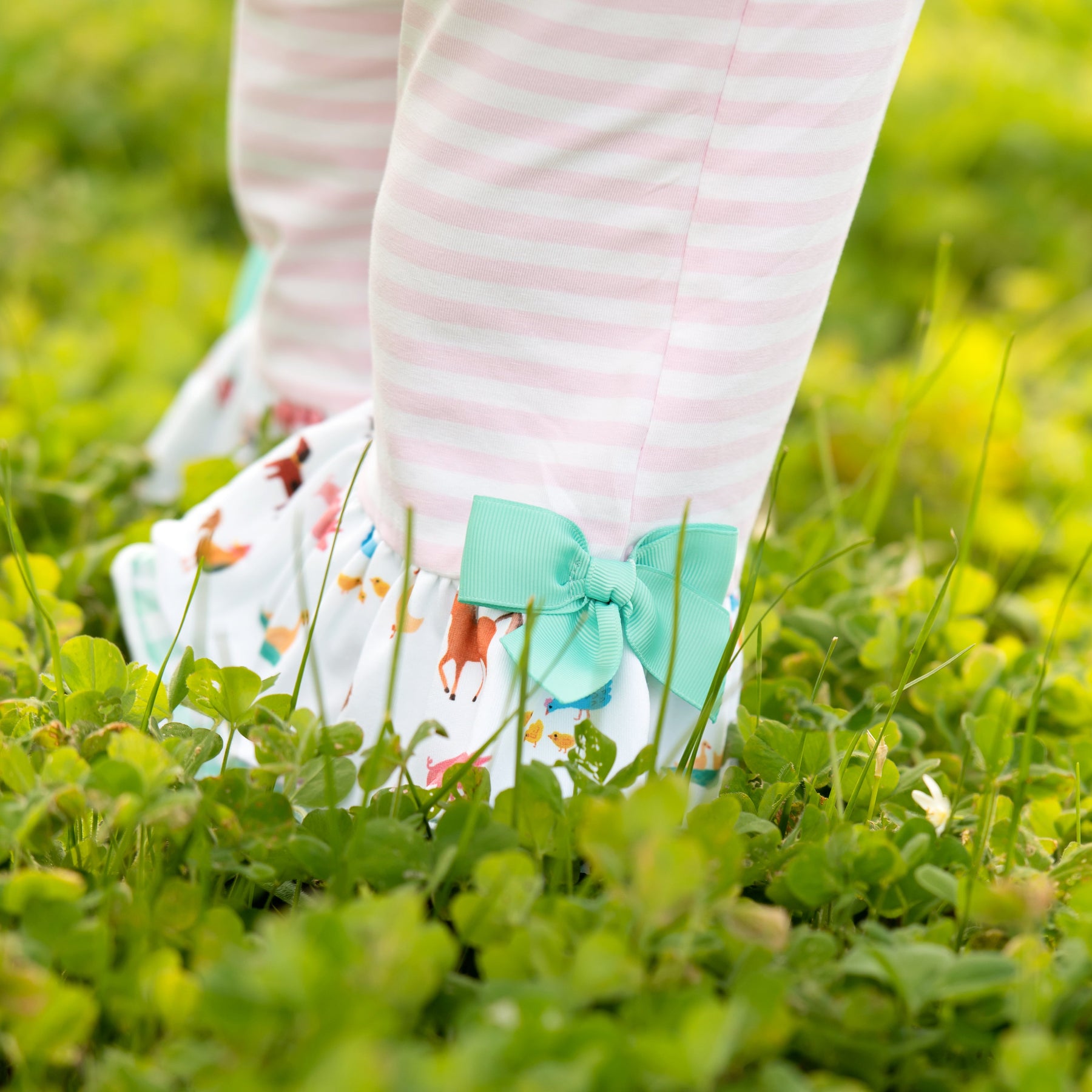 Girls Tractor Romper detail view by Seven Lantern Lane