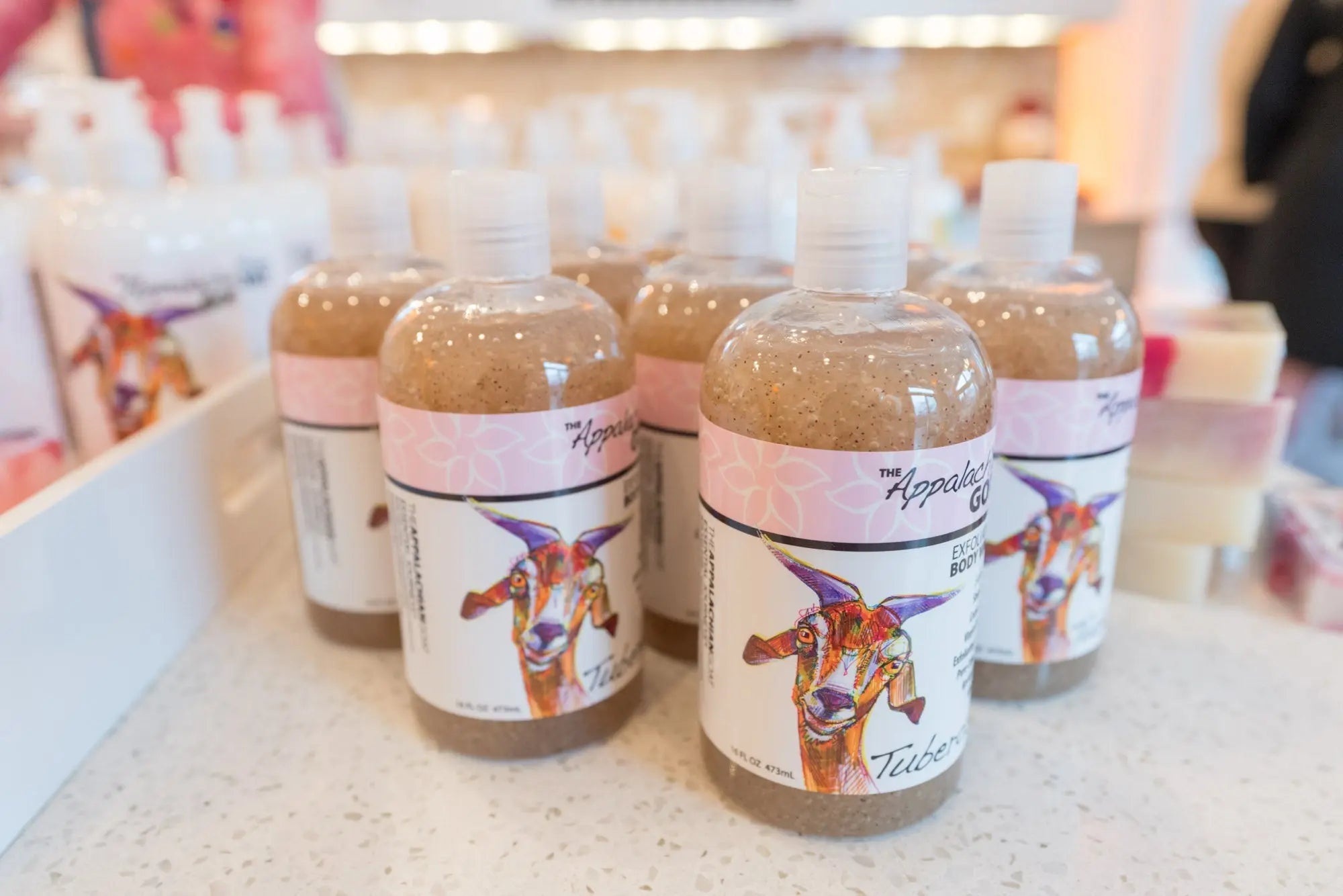 Tuberose Exfoliating Body Wash 16 Oz. by Essential Journeys, natural skincare detail photo 2