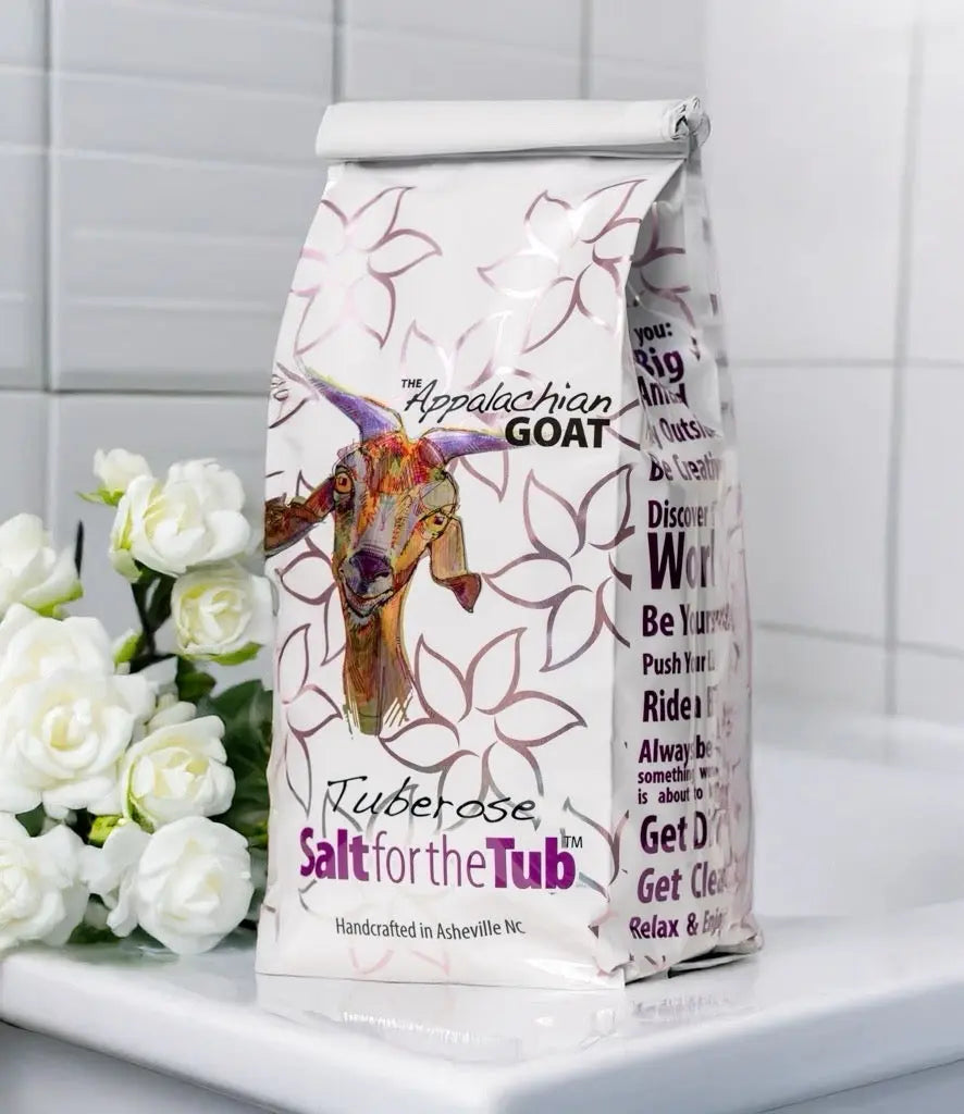 Tuberose Goats Milk Arnica Bath Salts by Essential Journeys, Southern food gift detail photo 6