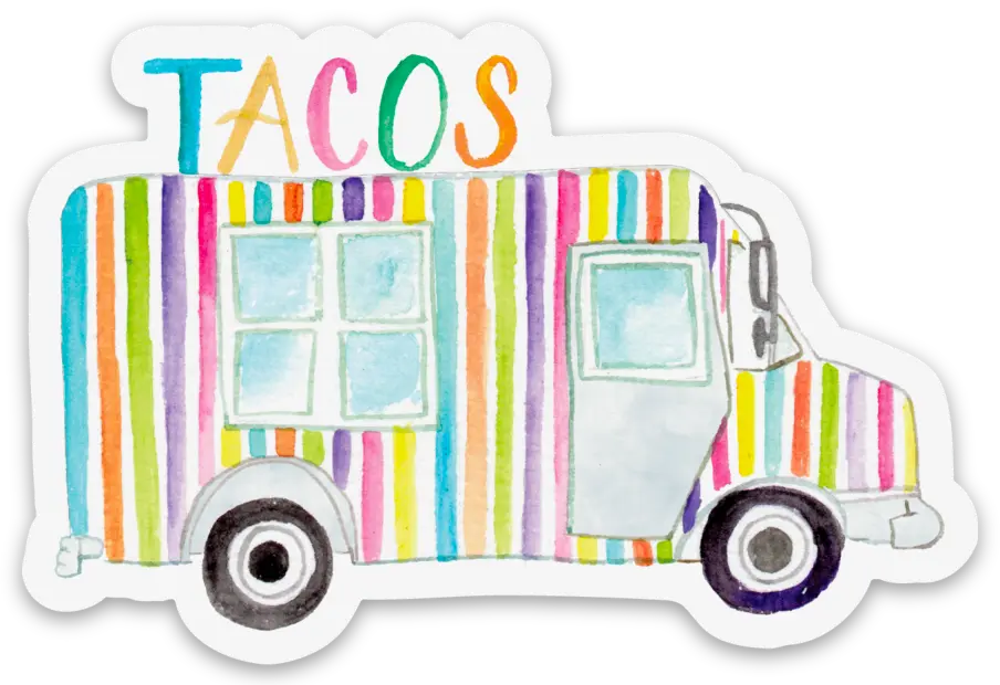 Taco Truck Die Cut Stickers by Nola Tawk, vinyl decal main product photo