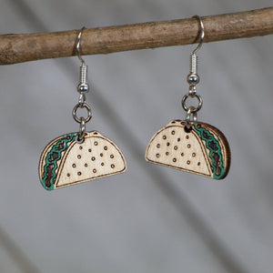 Taco Wooden Earrings | Funny Food Lover Jewelry