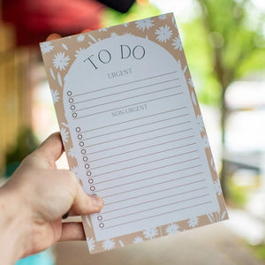 Tan and White Floral - To Do Notepad by Still Magnolia, stationery main product photo