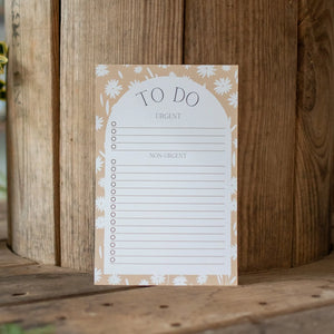 Tan and White Floral - To Do Notepad by Still Magnolia, stationery detail photo 2