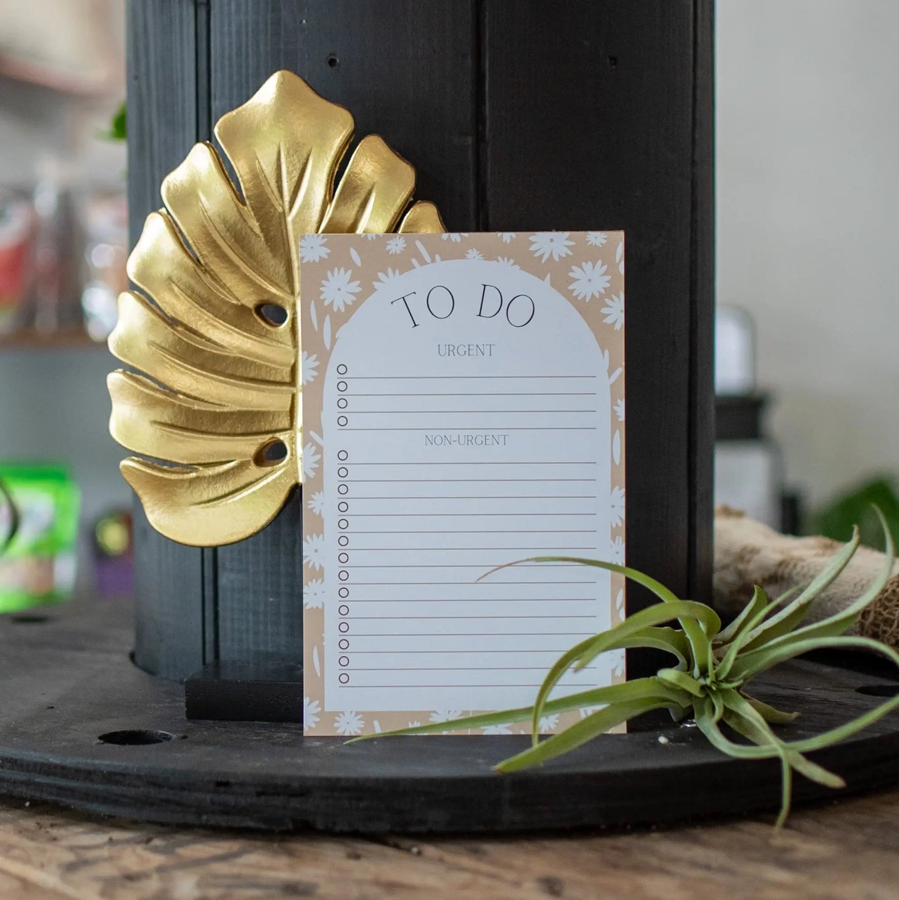 Tan and White Floral - To Do Notepad by Still Magnolia, stationery detail photo 3