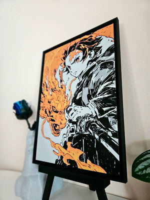 Tanjiro Hinokami Kagura Filament Painting – Demon Slayer Anime Wall Art by The Tween Space, Southern home decor detail photo 3