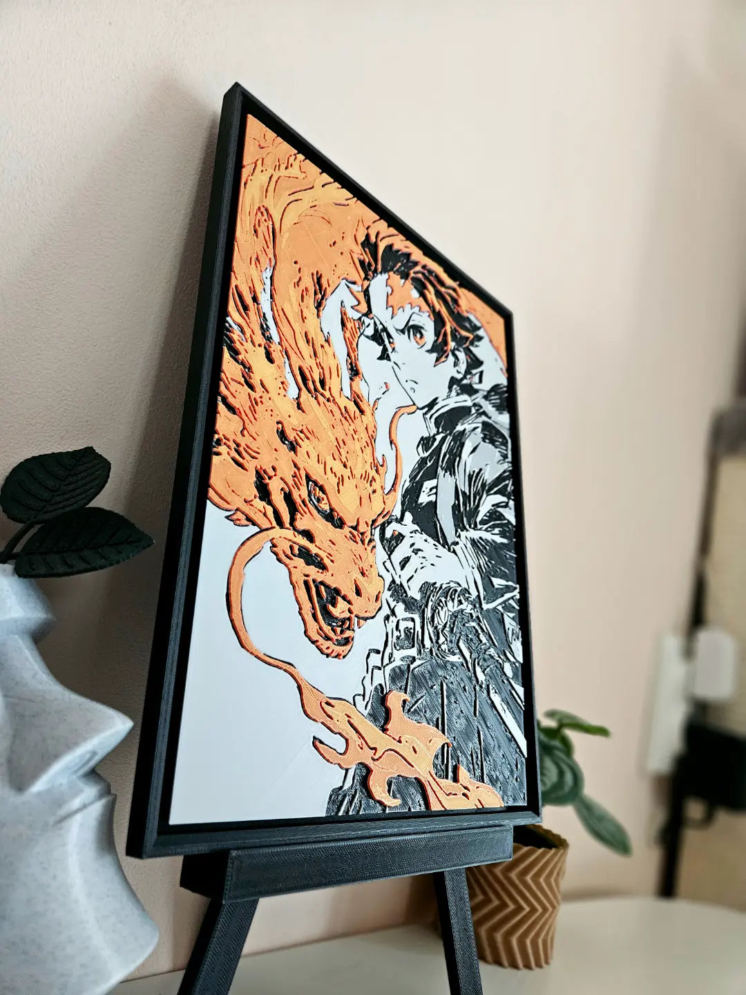 Tanjiro Hinokami Kagura Filament Painting – Demon Slayer Anime Wall Art by The Tween Space, Southern home decor detail photo 4