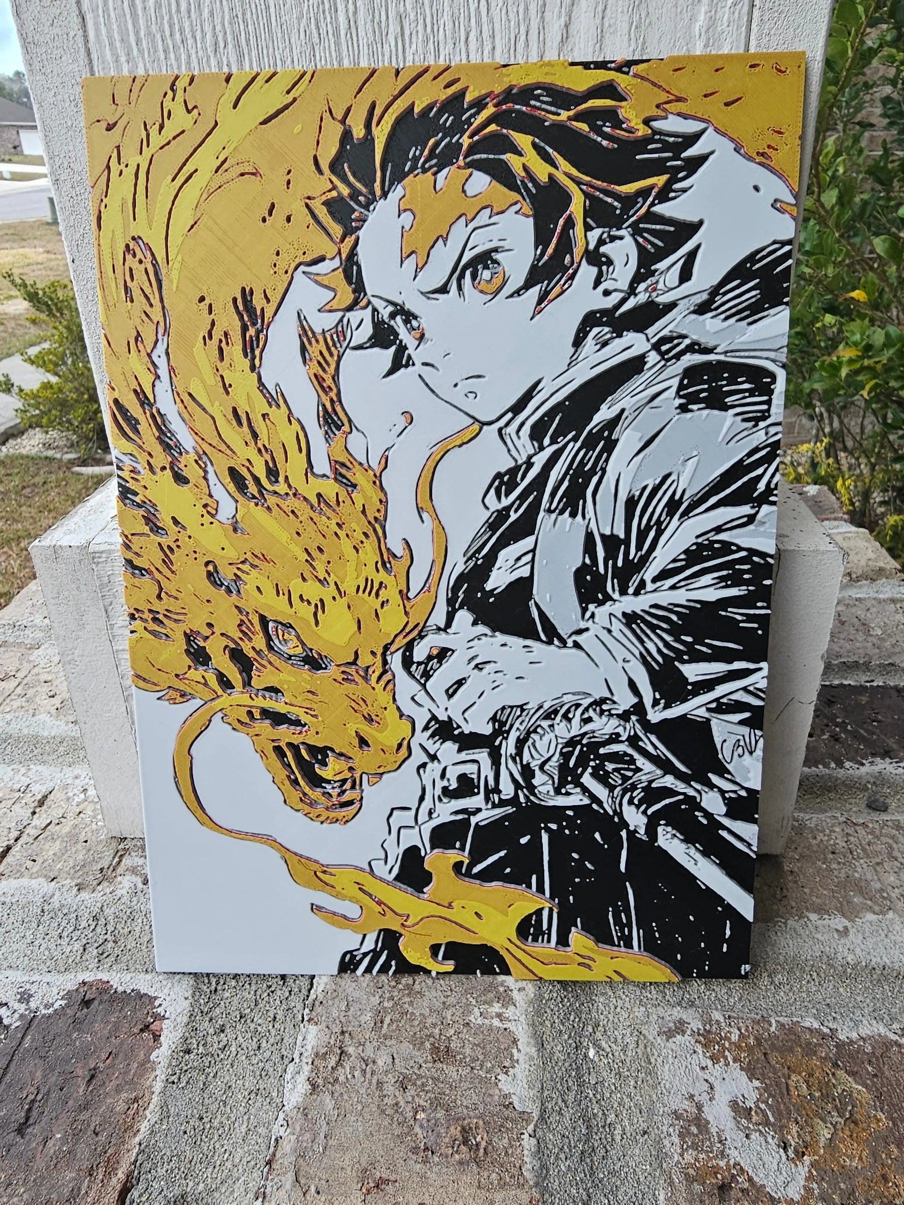 Tanjiro Hinokami Kagura Filament Painting – Demon Slayer Anime Wall Art by The Tween Space, Southern home decor detail photo 5