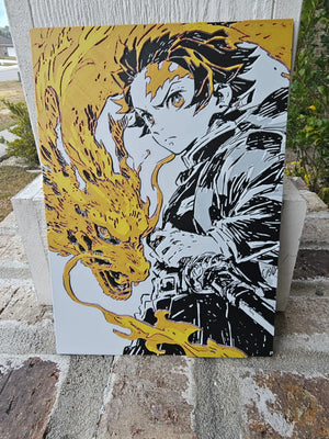 Tanjiro Hinokami Kagura Filament Painting – Demon Slayer Anime Wall Art by The Tween Space, Southern home decor detail photo 5
