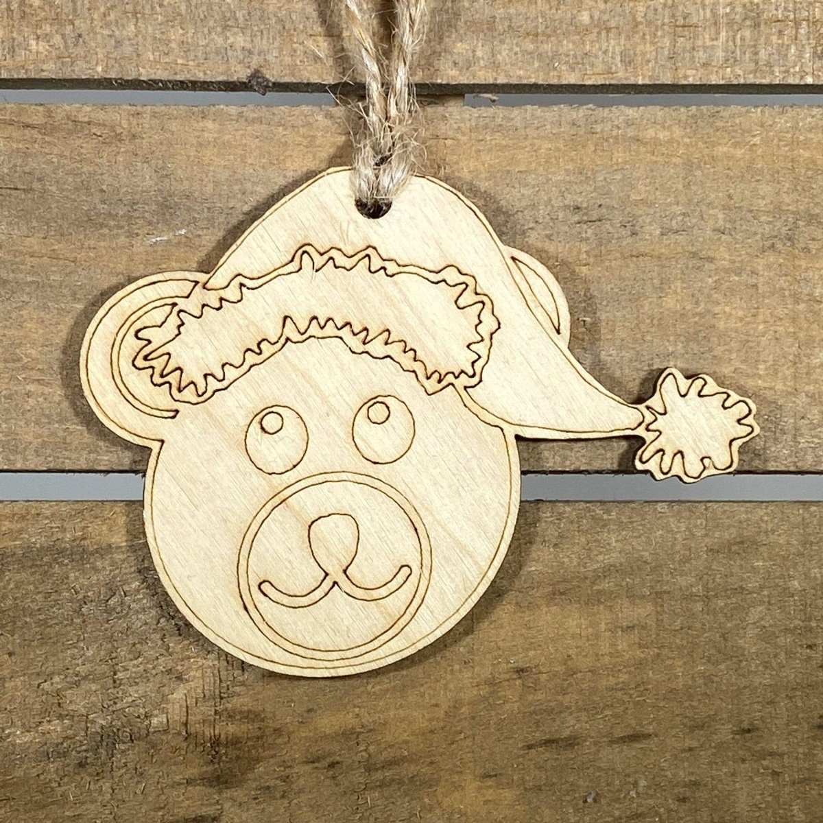 Teddy Bear Natural Wooden Ornament | Rustic Christmas Tree Decor by Cate's Concepts, LLC, Southern home decor main product photo