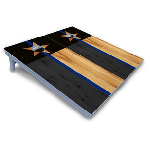 Texas Blue Line Flag Cornhole Boards - All Weather Series by Cornhole Solutions, custom cornhole board detail photo 3