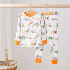 Texas Dinos All-Stars Organic Cotton Kids Pajamas by Nola Tawk, Southern food gift main product photo